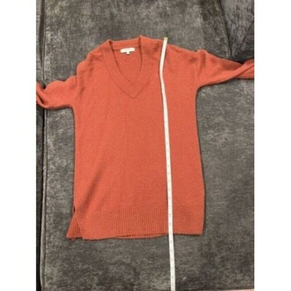 Madewell Knit Wool Orange Rust Sweater V-Neck Oversized XS Boho Warm Cozy - Picture 6 of 6